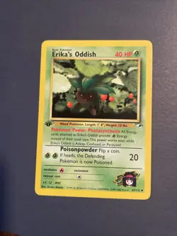 NM Erika's Oddish 1st Edition 47/132 Reg Rare Gym Heroes G1 Pokemon Card - Image 1