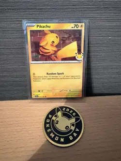 Pikachu 051 /162 Stamped 2026 Pokemon Day 30 Promo TCG + Coin - Image 1