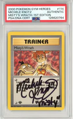 PSA Authentic Signed Michele Knotz Misty's Wrath 114/132 Gym Heroes 1st Edition - Image 1