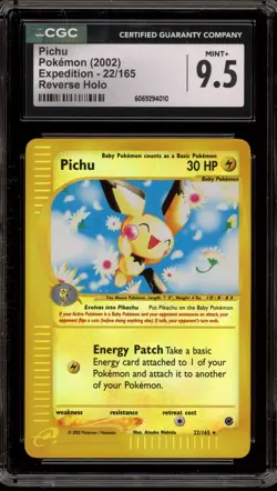 Pokemon Pichu Expedition Reverse Holo Rare #22 CGC 9.5 - Image 1