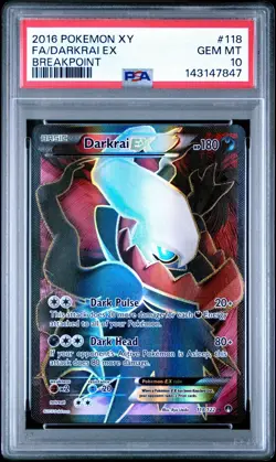 PSA 10 GEM MINT Darkrai EX Breakpoint Full Art Holo 2016 XY Pokemon 118/122 - Image 1