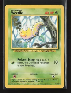 Weedle 69/102 Common Base Set Pokemon LP - Image 2