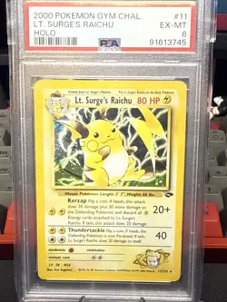 2000 Pokemon Gym Challenge Holo Lt. Surge's Raichu #11 PSA 6 - Image 1