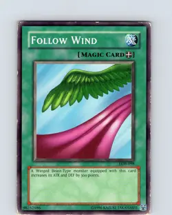 Yu-Gi-Oh TCG Follow Wind LOB-098 Unlimited Regular Common Card Played MP - Image 1