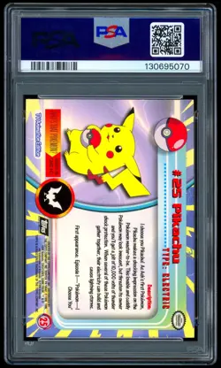 1999 Pokemon PIKACHU Topps TV Series 1 Black Logo TEXTURED FOIL Card #25 - PSA 9 - Image 2