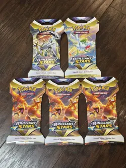 5 Packs Brilliant Stars Sleeved Booster Pack Pokemon TCG Factory Sealed New - Image 1