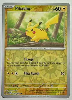 Pikachu 025/165 (NM) Reverse Holo Scarlet & Violet: 151 2023 Pokemon Card - Image 1