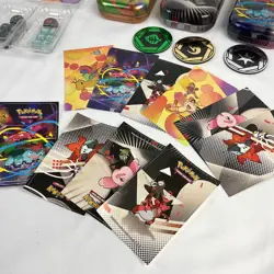 Pokemon TCG Mini Tins x7 + Stickers, Art Cards, Tokens & Dice (C2) CP#8709 - Image 3