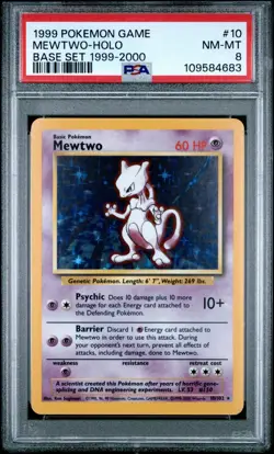 PSA 8 4th Print Mewtwo 10/102 Holo 1999-2000 Base Set Pokemon Card - Image 1