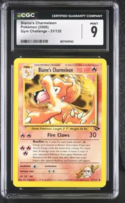 CGC 9 MINT Blaine's Charmeleon 2000 Gym Challenge 31/132 Pokemon Card - Image 1