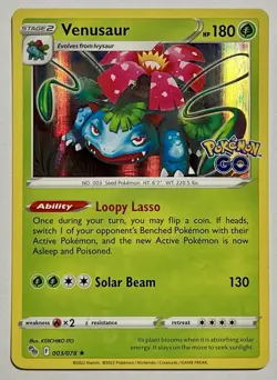 Venusaur 003/078 (NM) Holo Rare Sword & Shield: Pokemon Go 2022 - Image 1