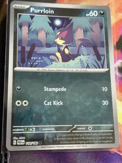 Pokemon SV04: Paradox Rift: Purrloin - 114/182 - Reverse Holofoil - Image 1