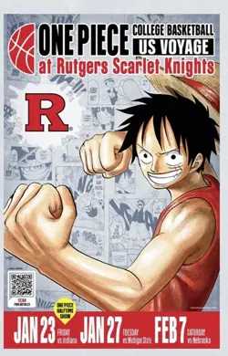 One Piece Monkey.D.Luffy College Basketball Rutgers Card & Poster Posible PSA 10 - Image 3