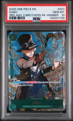 PSA 10 SEQUENTIAL - Luffy Sabo Ace WINNER - One Piece 3rd Anniversary 3 Brothers - Image 3