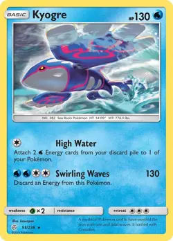 Kyogre 53/236 Rare SM - Cosmic Eclipse Pokemon Card - Image 1
