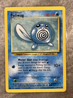 Poliwag 059/102 Pokemon TCG Base Set Vintage WOTC Card Regular (Moderate Play) 3 - Image 1