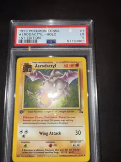 Aerodactyl Holo 1st Ed. Pokemon Fossil PSA 5 1999 - Image 1