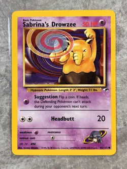 Sabrina's Drowzee 092/132 Pokemon TCG Gym Heroes WOTC Vintage Regular NM N2 - Image 1