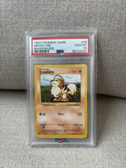 1999 POKEMON GAME #28 GROWLITHE PSA 10 GEM MINT BASE SET SHADOWLESS - Image 1