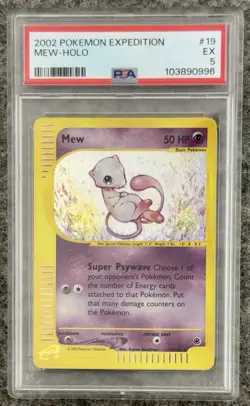 Mew Holo Rare With Swirl 19/165 Excellent - 2002 Pokemon Expedition PSA 5 - Image 1
