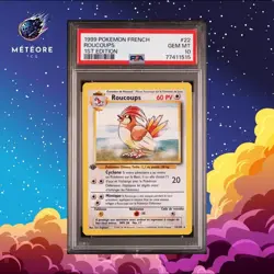 Carte Pokemon Roucoups 22/102 PSA 10 Edition 1 Wizards Set de base Francais - Image 1