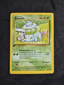 Original Pokemon Karte Bisasam 1.Edition Base Deutsch Exzellent - Image 1