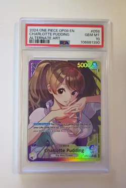 One Piece TCG Charlotte Pudding OP08-058 Leader Alternate Art PSA 10 - Image 1
