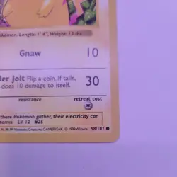 Pikachu (Red Cheeks) 58/102 Base Set (Shadowless) Pokemon Card NM 1999 Vintage - Image 5