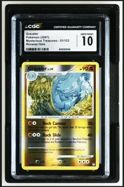 Graveler 51/123 Mysterious Treasures Reverse Holo CGC GEM MINT 10 Pokemon TCG - Image 1