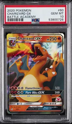 2020 POKEMON BATTLE ACADEMY #60 CHARIZARD GX PSA 10 - Image 1