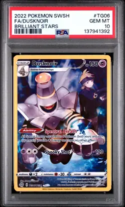 2022 POKEMON SWORD & SHIELD BRILLIANT STARS #TG06 FULL ART/DUSKNOIR PSA 10 - Image 1