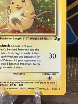 Pokemon TCG Raichu Fossil Holo 14/62 Lightly Played - Image 5