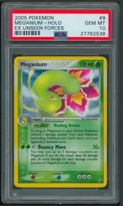 Pokemon EX Unseen forces Meganium Holo 9/115 PSA 10 - Image 1