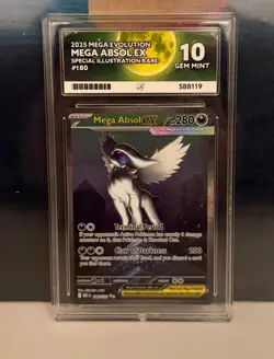 Pokemon Mega Absol EX 180/132 Mega Evolution ACE 10 Gem Mint Perfect Subgrades - Image 1