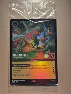 2026 Disney Lorcana D23 Promo MAD HATTER Gold Member Exclusive Card - Image 1