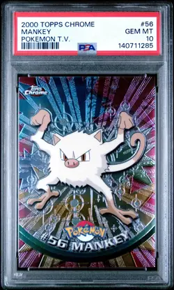 2000 Topps Chrome Pokemon T.V. Mankey #56 Pokemon T.V. PSA 10 - Image 1