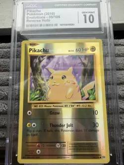 Pokemon Pikachu TCG Evolutions Reverse Holo Card 35/108 CGC 10 Gem Mint - Image 1