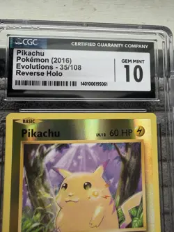 Pokemon Pikachu TCG Evolutions Reverse Holo Card 35/108 CGC 10 Gem Mint - Image 2