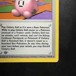 Pokemon Vintage 1st Edition Clefairy Doll 070/102 Base Set Shadowless Wotc 1999 - Image 4