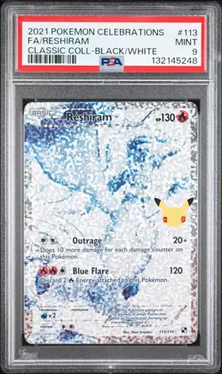 2021 POKEMON CELEBRATIONS CLASSIC COLL #113 FULL ART/RESHIRAM PSA 9 - Image 1