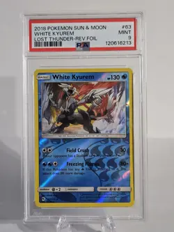 2018 Pokemon Sun & Moon #63 White Kyurem Lost Thunder-Reverse Holo PSA 9 - Image 1