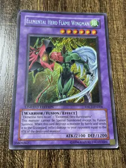 YuGiOh Elemental HERO Flame Wingman EHC1-EN004 Limited Edition Secret Rare - Image 1