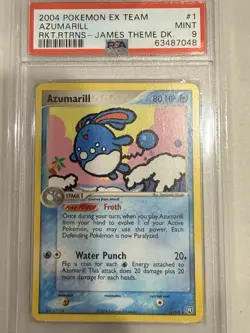 2004 Pokemon Card EX Team Rocket Returns James Theme Deck Azumarill #1 PSA 9 - Image 1