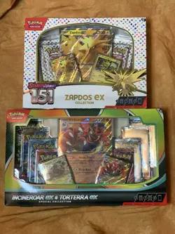 Pokemon 151 Zapdos Ex - Incineroar Ex & Torterra Ex Collection Box - Sealed Lot - Image 1
