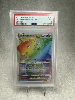 2022 Pokemon GO Dragonite VSTAR Rainbow Secret Rare 081/078 PSA 9 Mint 💎 - Image 1