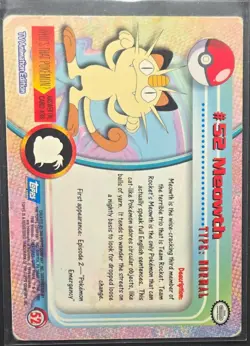 Pokemon Topps Meowth #52 TV Animation Series Blue Logo - Image 2