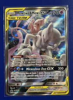 Pokemon Mewtwo and Mew GX TCG Sun & Moon Holo Promo Card #SM191 - Image 1