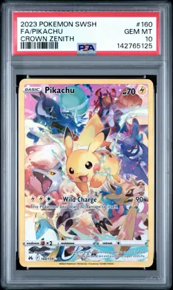 2023 POKEMON SWORD & SHIELD CROWN ZENITH #160 FULL ART/PIKACHU PSA 10 - Image 1