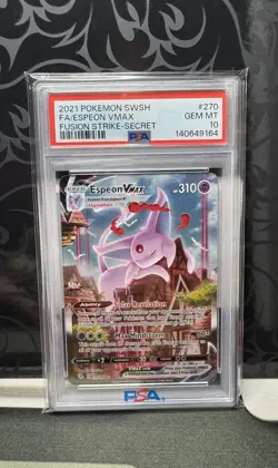 2021 Pokemon Sword And Shield Espeon Full Art VMax Fusion Strike Secret PSA 10 - Image 1