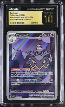 CGC Pristine 10 Dusknoir 070/064 Illustration Rare Shrouded Fable Pokemon Card - Image 1